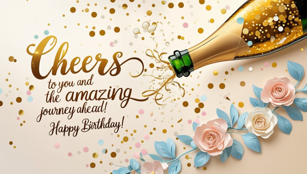 Cheers to you and the amazing journey ahead! Happy Birthday! 🥂